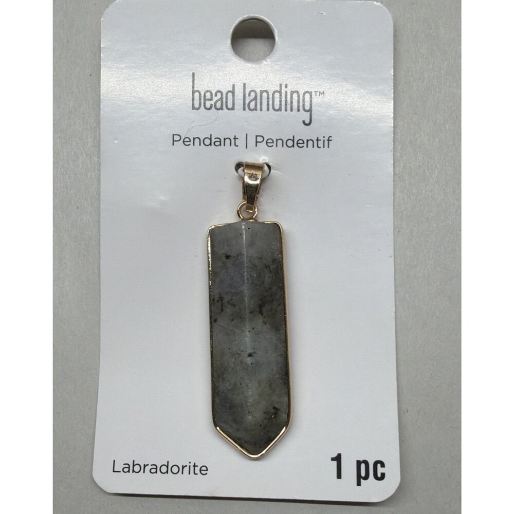 Bead Landing Labradorite Pendant Gold Finish Brass Nickel Free 51mm New w/ Tags